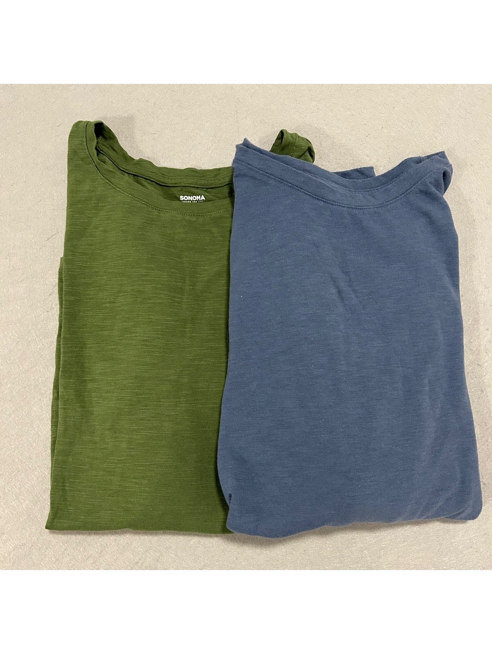 2 Sonoma The Everyday Tee Long Sleeve T-Shirt Blue & Green Women Size XL